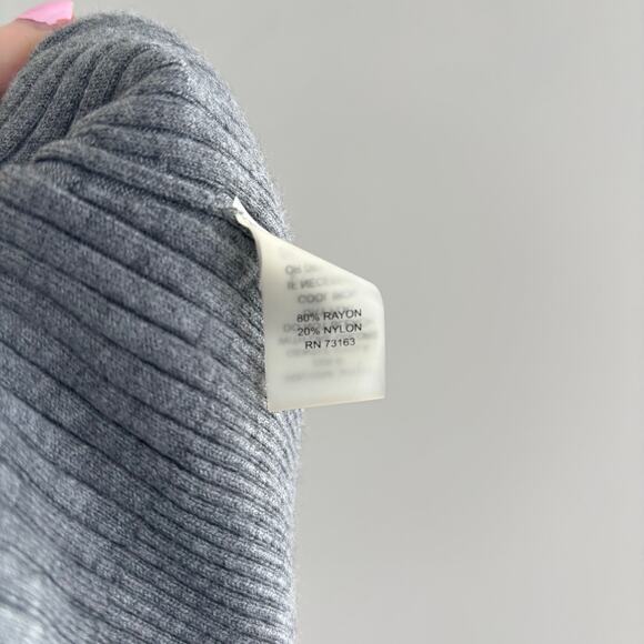 Y2k Cable & Gauge Petite Gray Ribbed Ruffle Sweater 3/4 Sleeves Mock Neck Size S - Picture 7 of 7